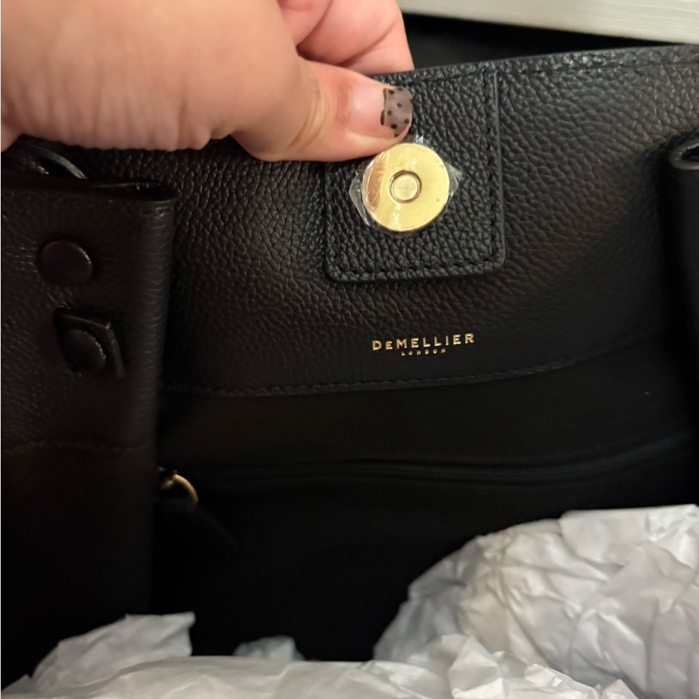 DeMellier Black Leather Tote Bag NWOT - Picture 6 of 7